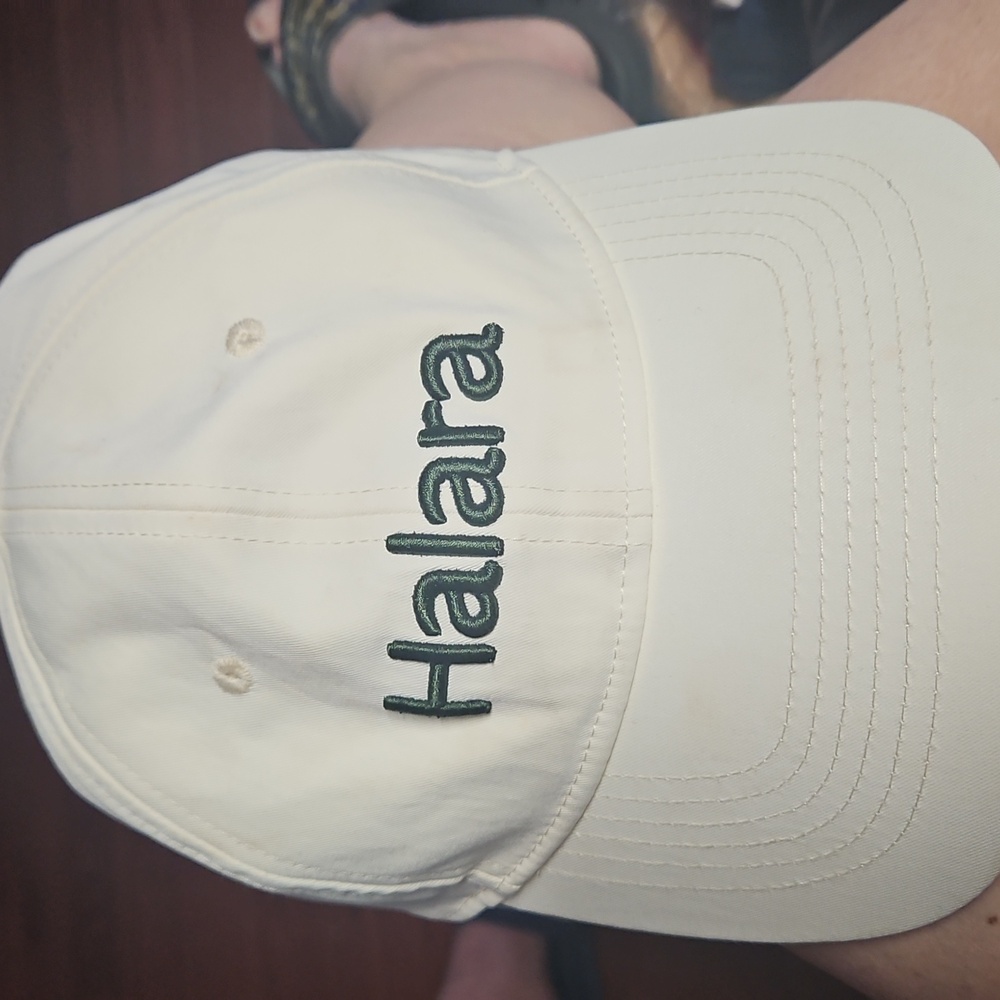 HALARA Off-White Cap Hat with Embroidered Green Logo